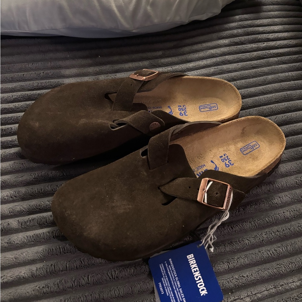 Birkenstock  Dark Brown Suede Clogs